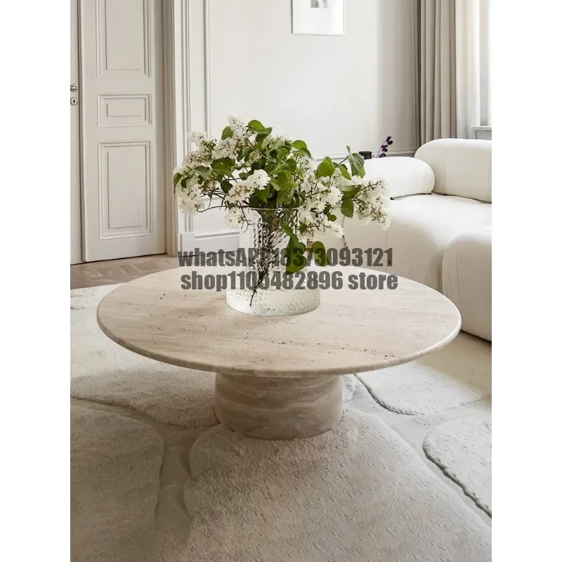 Natural travertine coffee table living room sofa round luxury stone coffee table designer light luxury