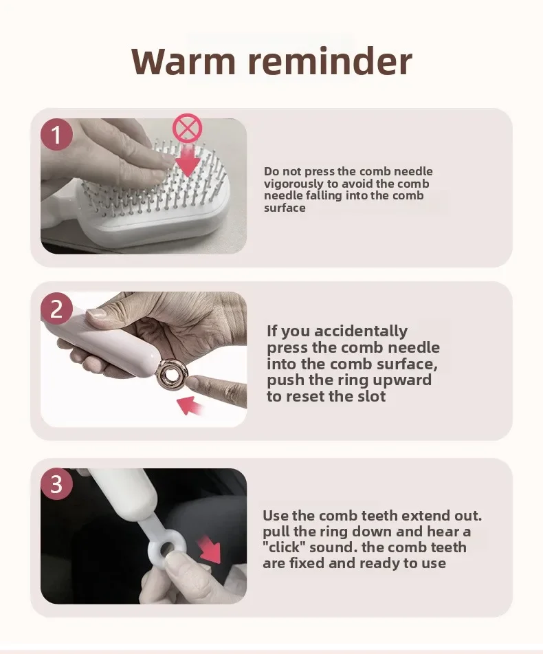 Novo airbag feminino fofo crânio superior expansível almofada de ar pente retrátil escova de cabelo anti-emaranhamento pente de massagem do couro cabeludo