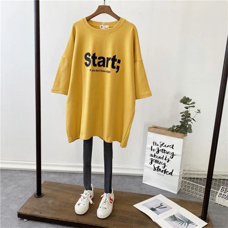 

Maternity Clothing Cotton Casual T-shirt Letter Printing Loose Long Top for Pregnant Women Maternity Clothes Casual Maternity