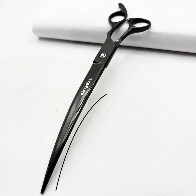 Wingsbro 9 Zoll Professionelle Tierpflegeschere, Tierhaarschere für Hunde, Gebogene Hundepflegeschere – Detail 7