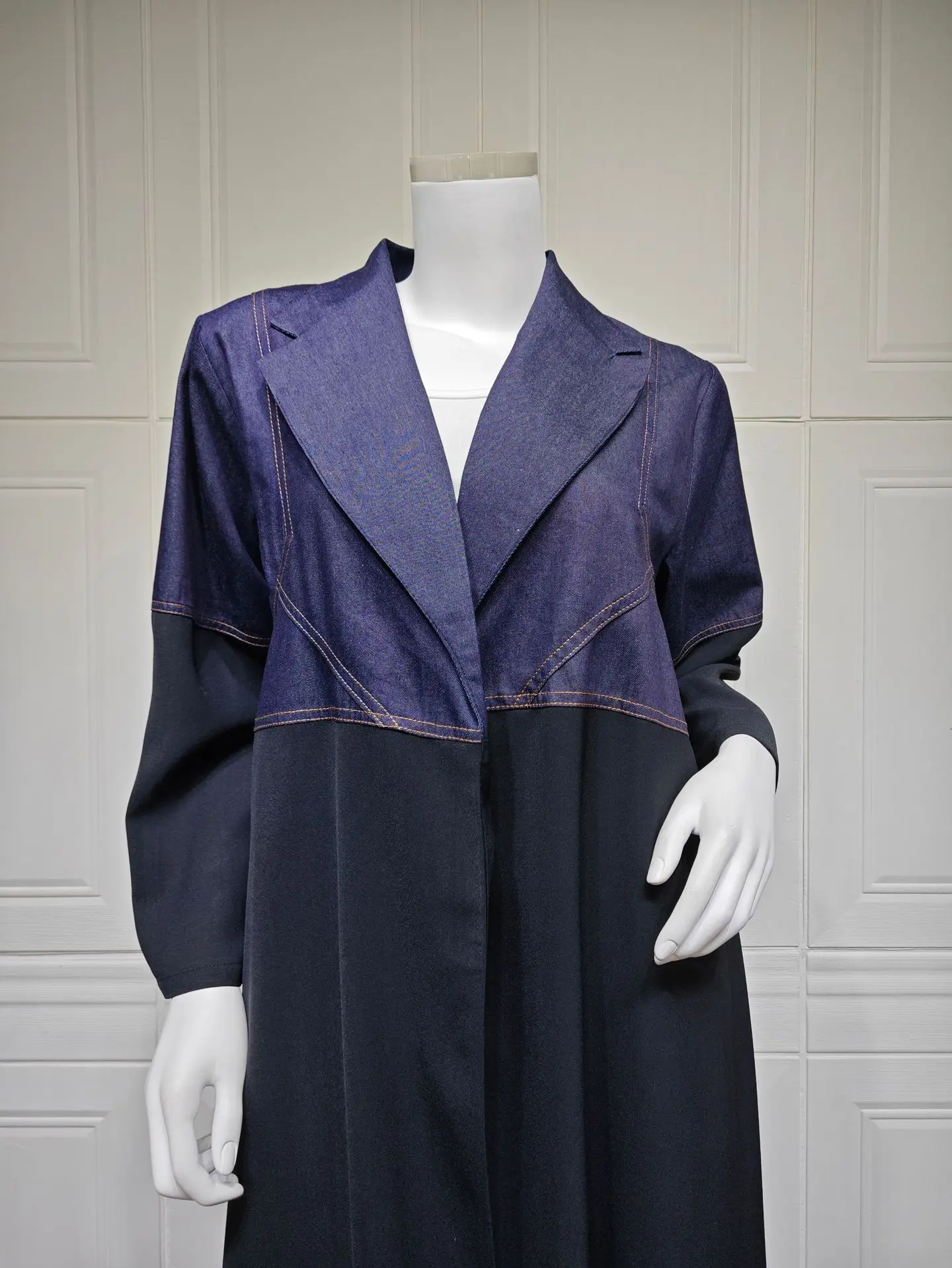 عيد كارديان معطف مسلم عباية للنساء دبي الدنيم المرقعة فستان الحفلات جلابية رمضان قفطان رداء 2025 ملابس خارجية إسلامية #5