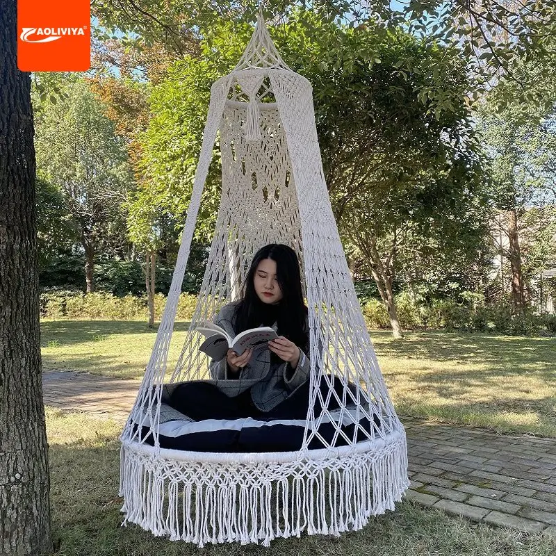 AOLIVIYA Handmade Rope Hammock Chair Indoor Swing Bedroom Home Balcony Outdoor Courtyard Lazy Cradle Internet Celebrity Hammock