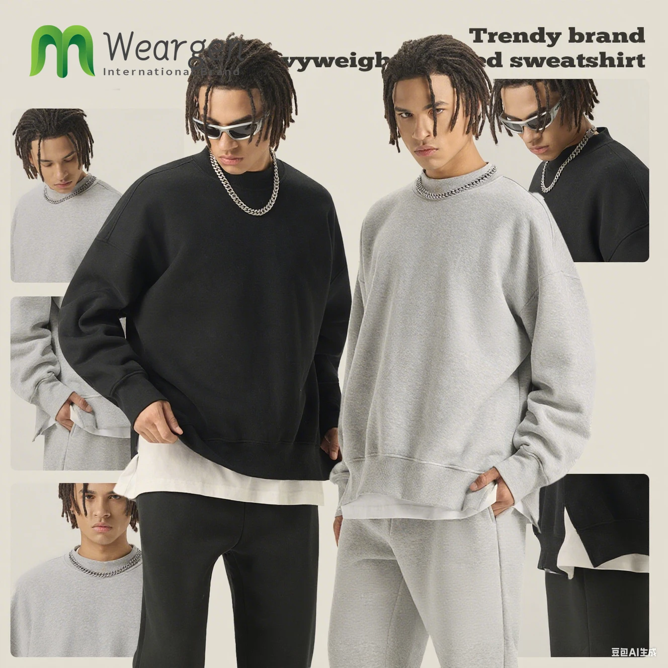 

Men's Autumn Winter Fleece round Neck Sweatshirt Layered Side Slit Cross-Border Style Solid Color American Men's Clothing Y6302