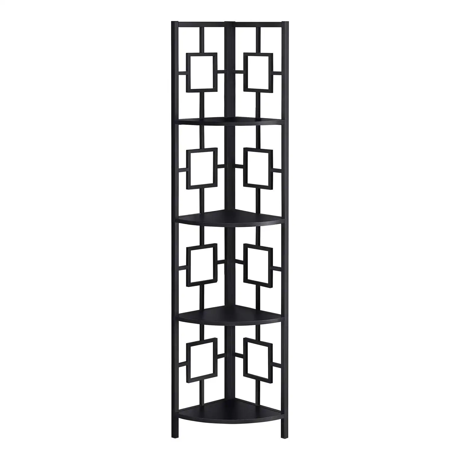

62"H 4-Tier Corner Bookshelf, Metal & Laminate, Office & Bedroom, Modern, Customized