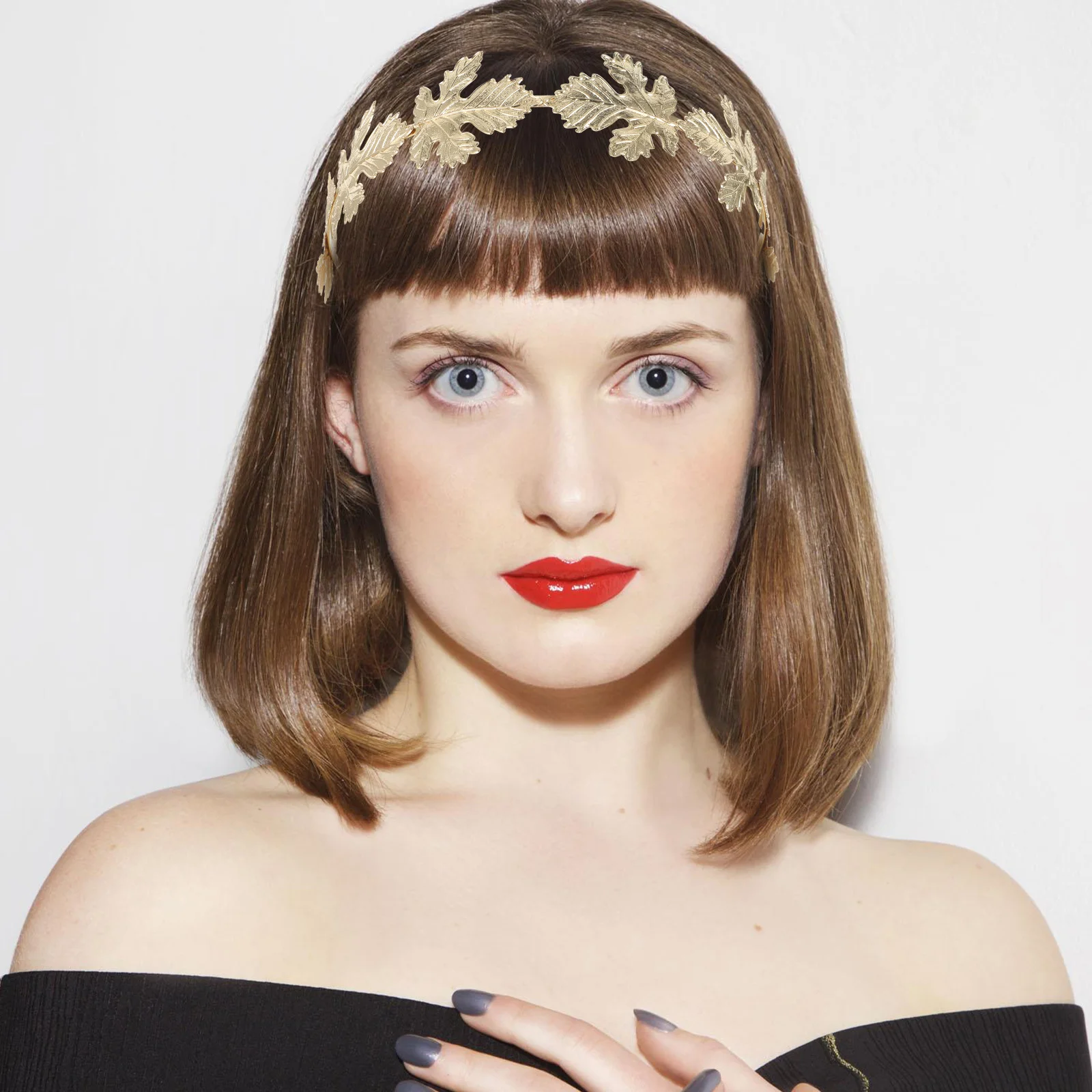 

1 Piece Gold Plated Maple Leaf Hair Accessory Elegant Metal Leaf Crown for Women Wedding Party Festival Bridal Headpiece