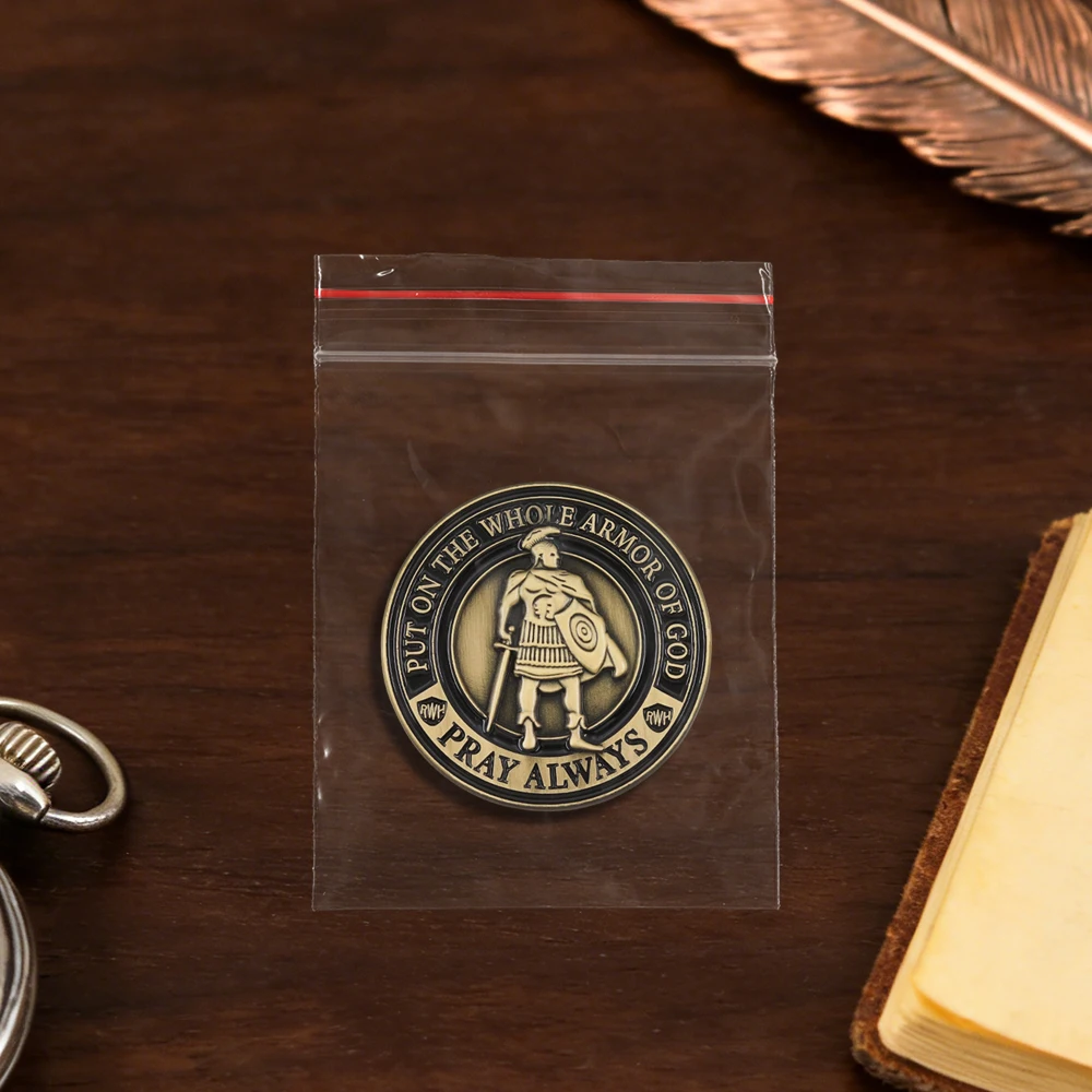 Zieht die ganze Rüstung Gottes an Emaille-Pin Bete immer Römische Soldaten Brosche Gedenkabzeichen Geschenke Bibel Epheser – Detail 9