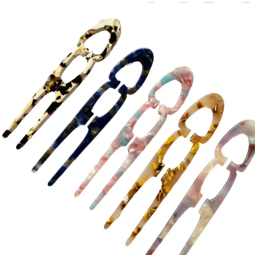 Sweet Acetate Hair Bun U-Shaped Fshion Design Bun Hairpin Meatball Head Hairclip For Woman Girl