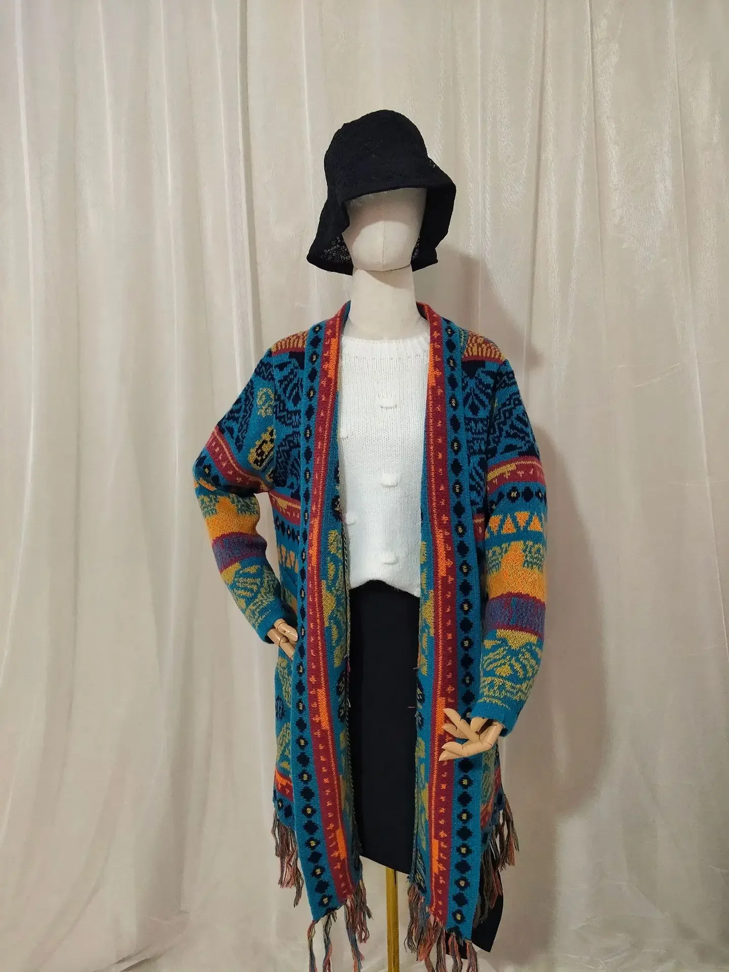 Knitted Cardigan New Jacquard Retro Cardigan Version Loose Sweater Women Fashion New