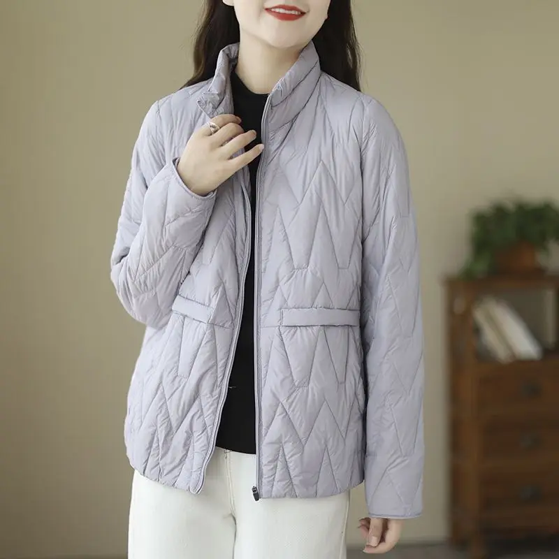 Women Stand Collar Quilted Cotton Coat Winter Loose Plus Size Mom Lightweight Casual Short Outerwear M 5XL