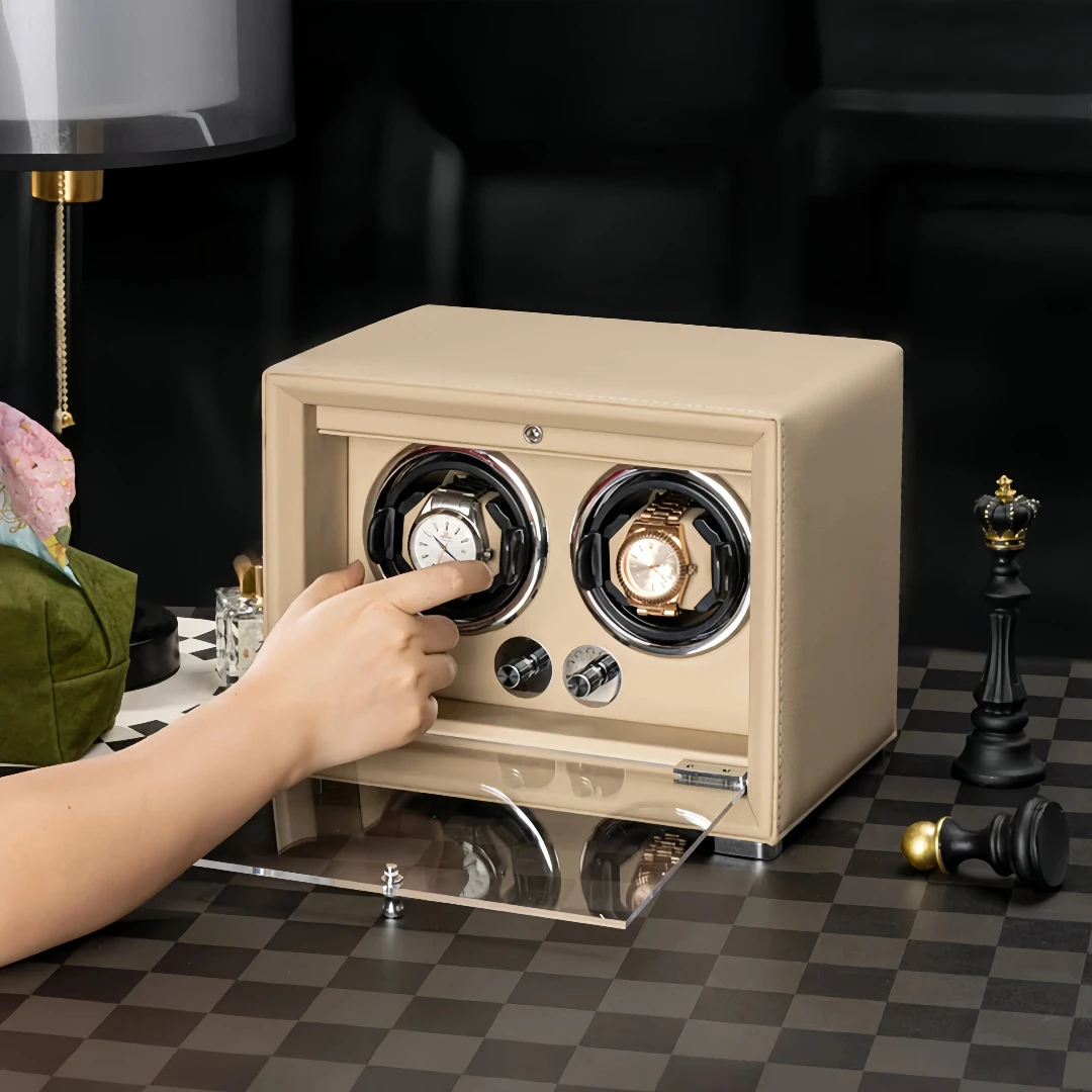 Leather Watch Winder Box Mechanical Watch Automatic Winding Device Household Multi Slot Shaker Men's Watches Storage Display Bo