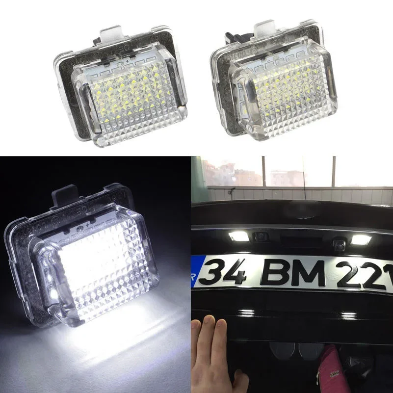 لمرسيدس بنز W204 W212 C207 C216 W221 Canbus خطأ مجاني Focos Led السيارات 2 قطعة LED رقم لوحة ترخيص ضوء اكسسوارات السيارات