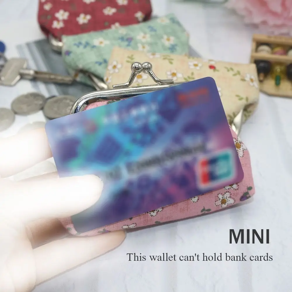 Flower Print Mini Money Clip Coin Pouch Purse Small Wallet Clutch Bag Coin Storage Bag