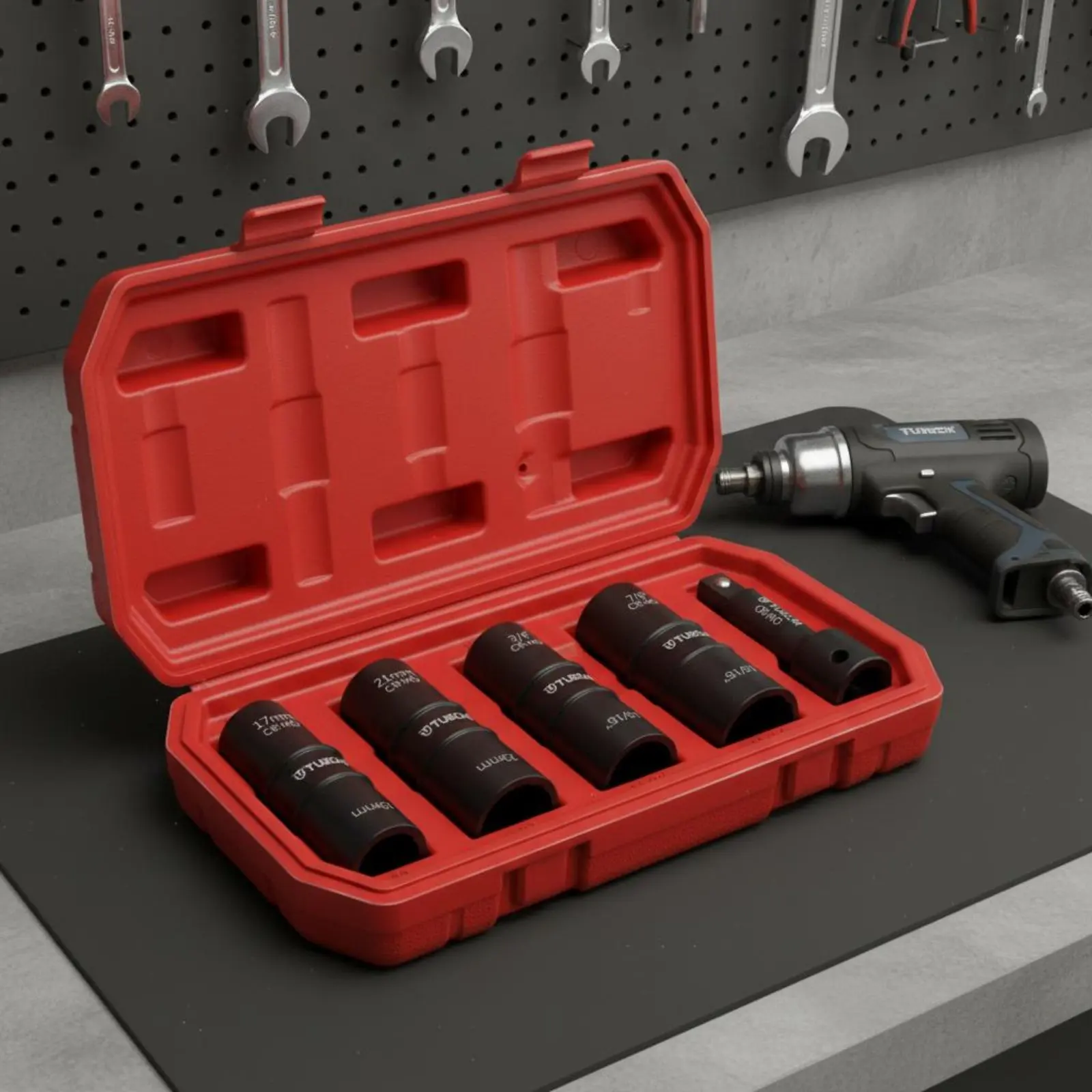 

5 Pieces Flip Socket Set Safety Sleeve Heavy-Duty Lug Nut Socket Automotive Tool Extended Length Six-Point Design