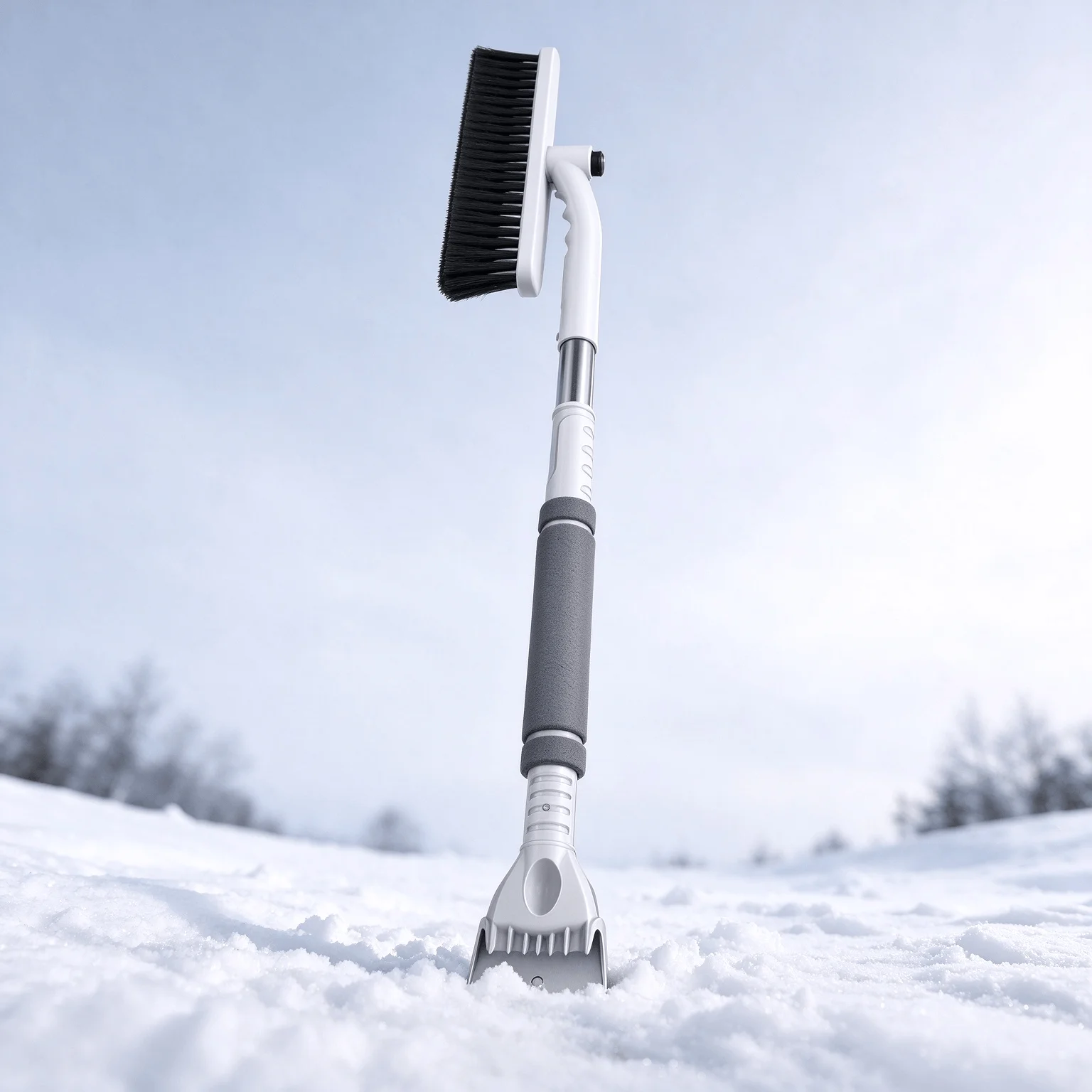 3-in-1 Retractable Car Snow Shovel, Detachable Ice Scraper & Rotatable Snow Brush for Car Windshield