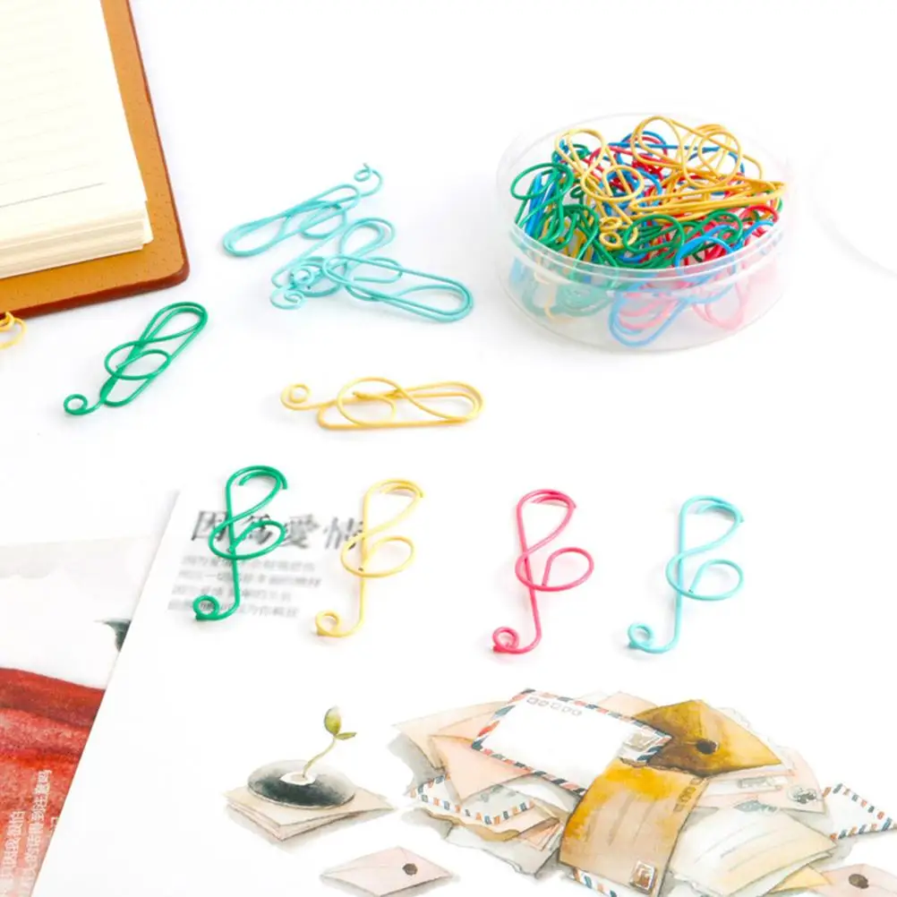 20pcs Colorful Paper Clip Set Metal Bookmark Note Shaped Clips Construction Ideal Gifts Teaching Rewards Students
