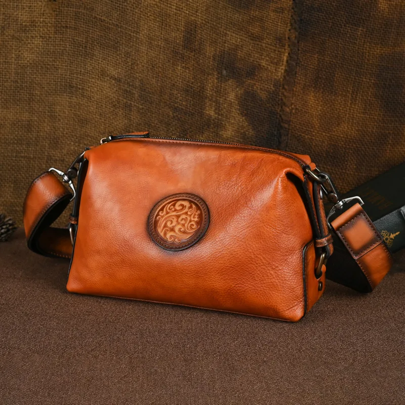 

Hand Make Art Fashion Customize Handbags Genuine Leather Lady Tote Bag Woman Sac A Mains Luxury Boston Bag Trendy