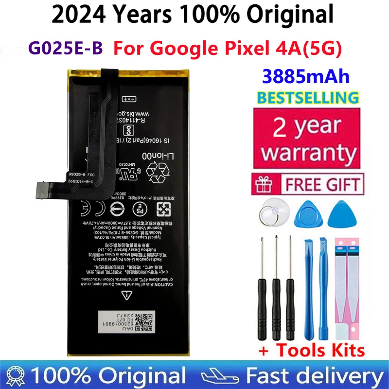 

100% Original New High Quality G025E-B 3885mAh Phone Replacement Battery For Google Pixel 4A 5G Version Batteries Bateria +Tools