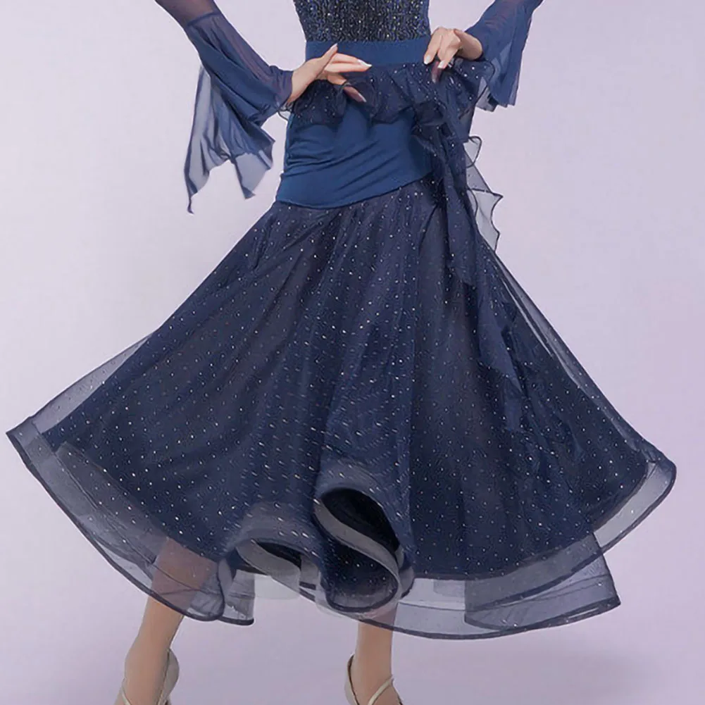 

Новая роскошная женская красная юбка для бальных танцев с оборками, для вальса, с камнями, элегантная, для вечеринок