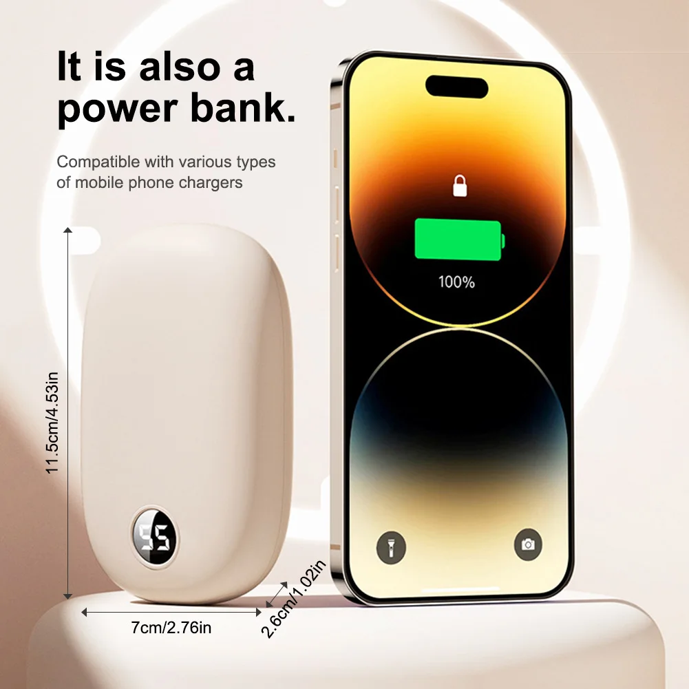 2 In 1 Hand Warmer Powerbanks Multi Heat Settings Pocket Hand Heaters USB Powered Long-Lasting Pocket Handwarmer Warm Tool view 6