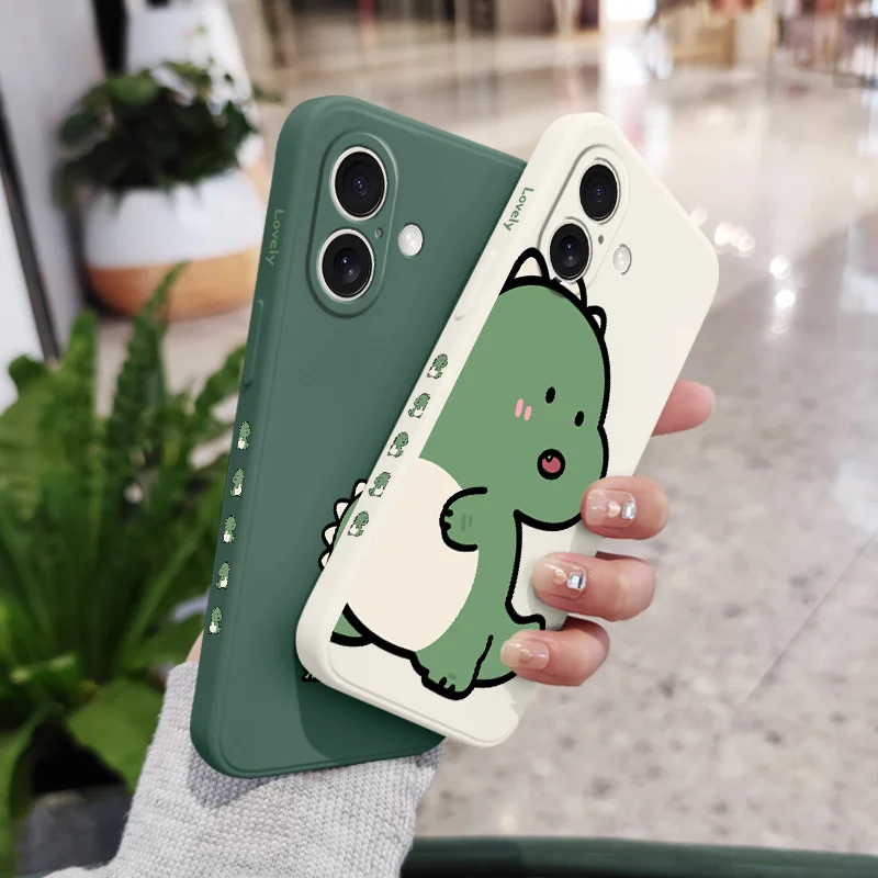 

Protection Dinosaur Phone Case For iPhone 16 16e 15 14 13 12 11 X XR XS Plus Pro Max Mini Silicone Cover