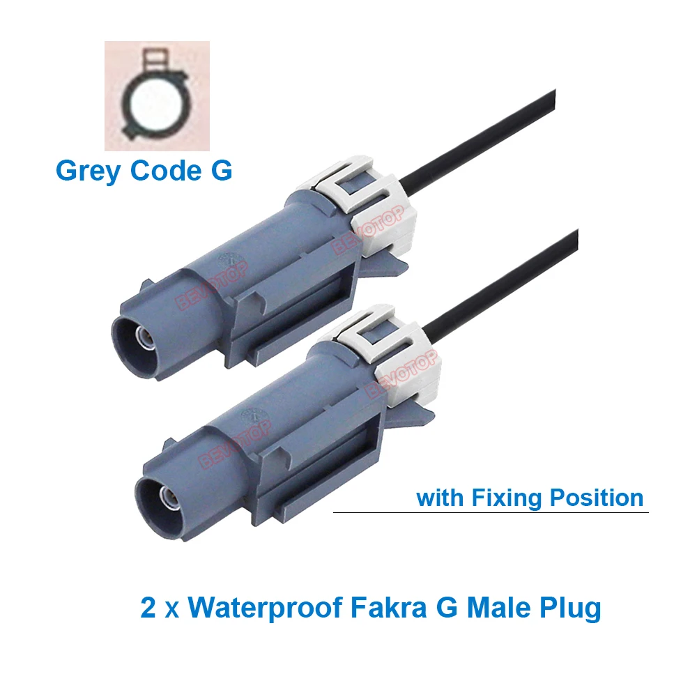 1PCS Waterproof Fakra Grey Code G Male to Male Plug WP Fakra RG174 RF Coaxial Pigtail Car Camera Video Line BEVOTOP Auto Cable