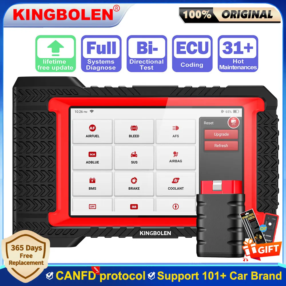 

KINGBOLEN K7 Инструмент для диагностики всей системы 28, сброс кодирования ЭБУ, BI-направленный CANFD, лиimetime, бесплатное обновление, pk Thinkscan Max2