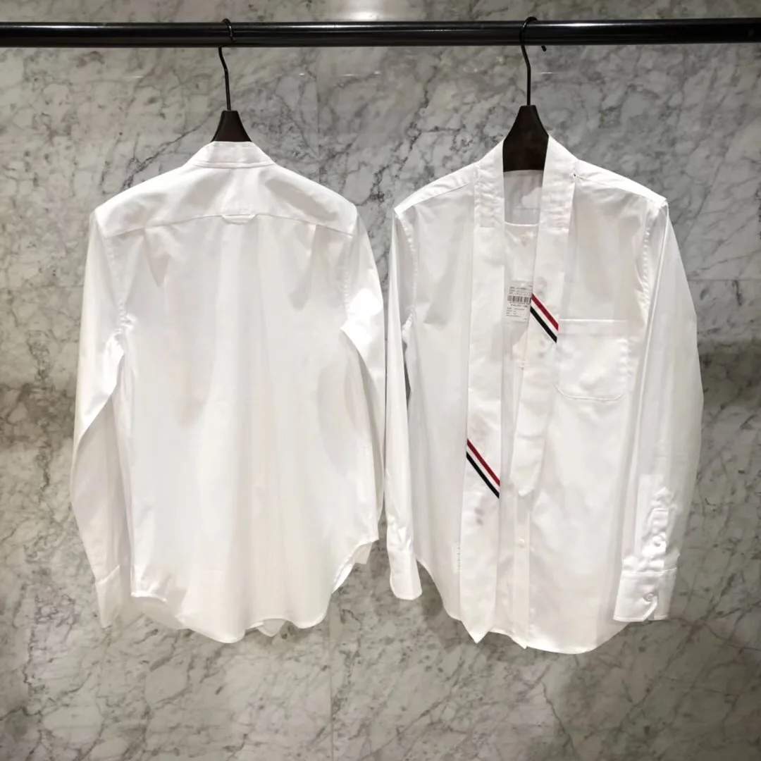 

Женская рубашка Thombraden из оксфордской ткани с поясом, повседневная, красно-бело-синяя, с плетеным ремнем, в британском стиле, с длинным рукавом, однотонная, универсальная