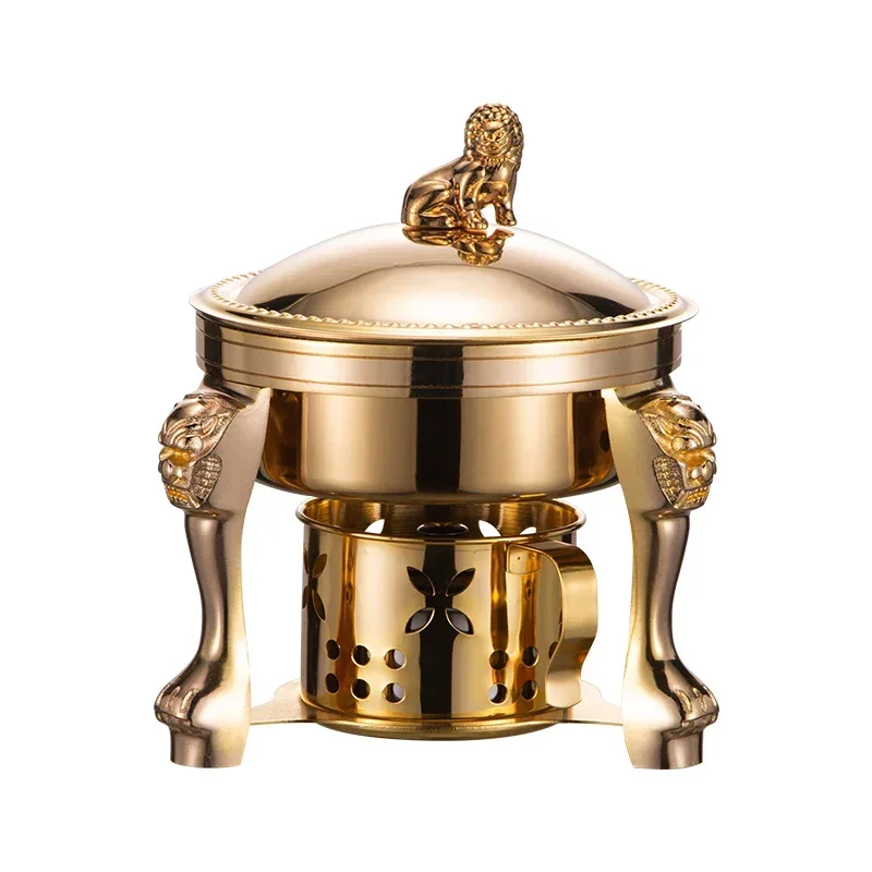 

Golden small hot pot one person one pot food grade 304 stainless steel alcohol stove commercial single gas stove small shabu