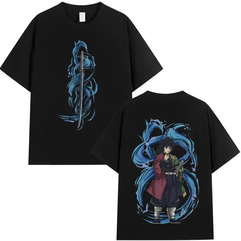 2026 Neujahr Anime Devil Killer Water Hashira Tomioka Giyuu Muster T-Shirt Herren Cartoon Comic Merch T-Shirt