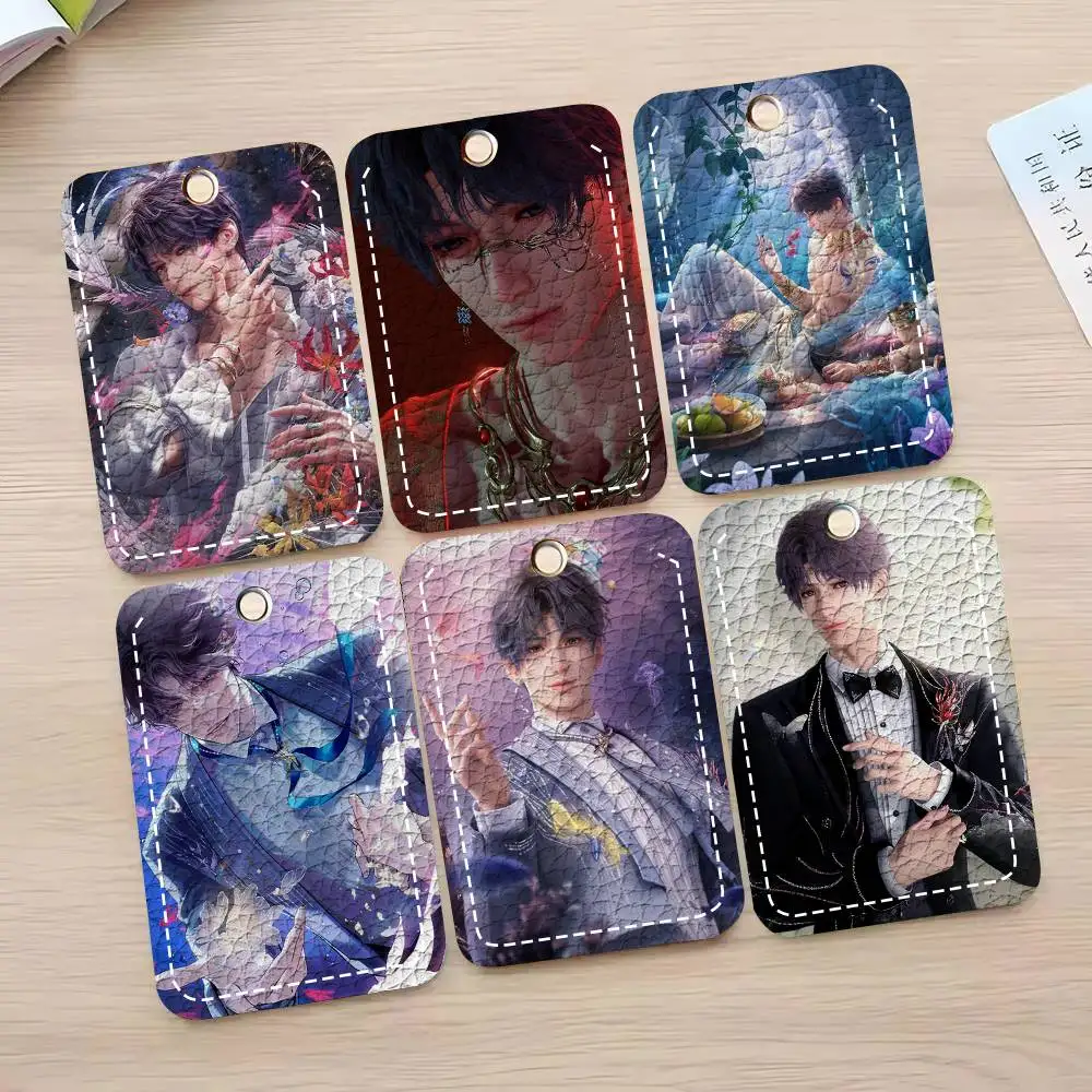 R-Rafayel Love And D-Deepspace Card Case Keychain Access Card Bag Key Tag Ring Leather Card Holder Key Ring Access