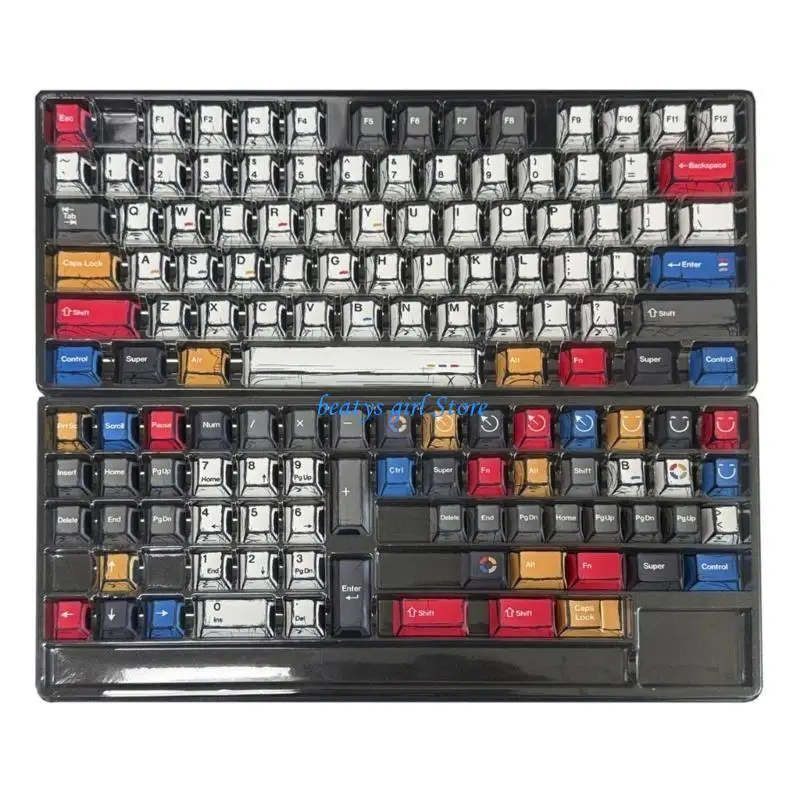 

C7AB Comics Mixed Lights Dye Sublimations Keyboards Keycaps 136Pcs Original Profile Keycaps Cover for 60 80 61 64 68 75