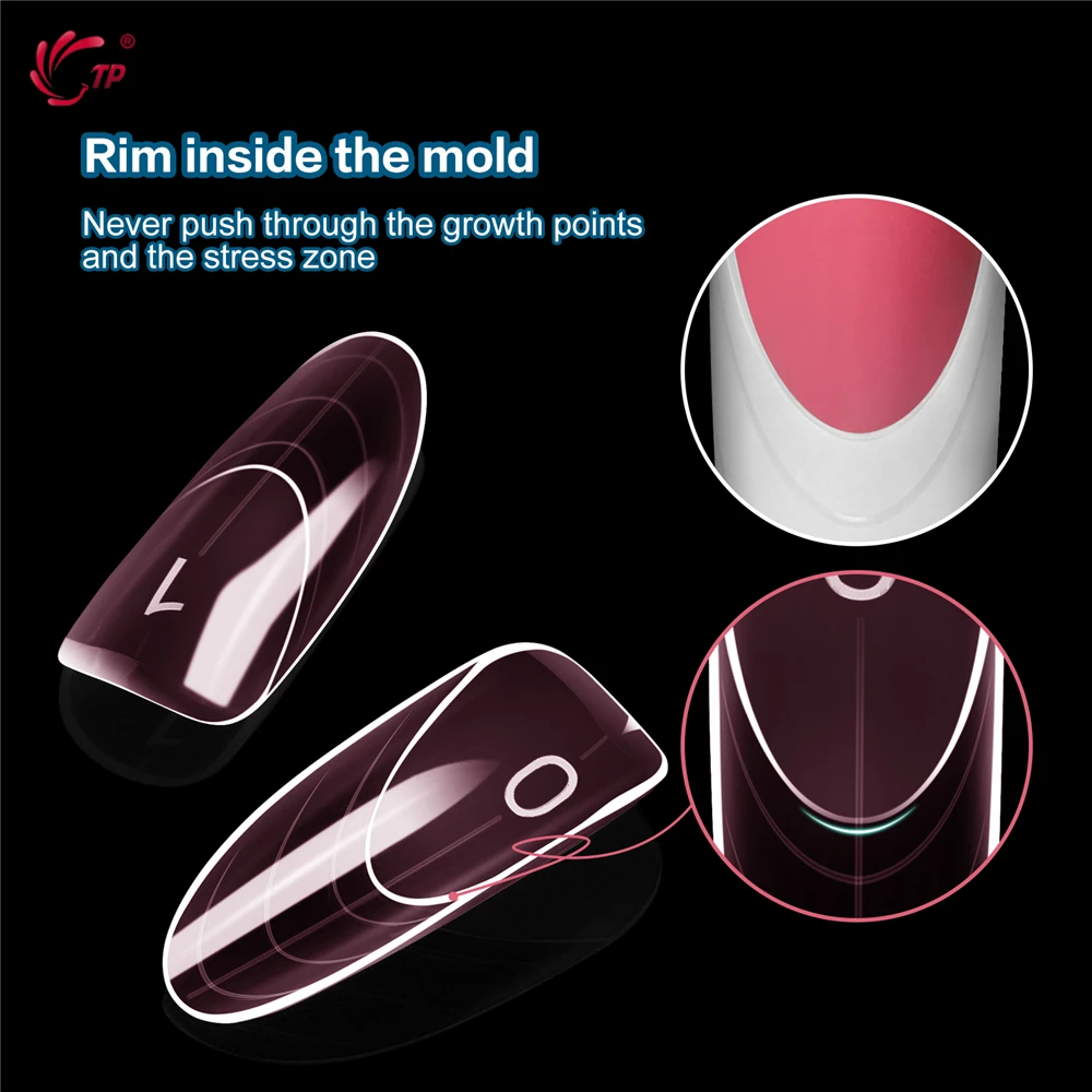 TP 150pcs/box French Dual Forms Nail Extension Poly Nail Gel Molds Full Cover Acrylic Nails Top Forms Pink Clear Manicure Tools