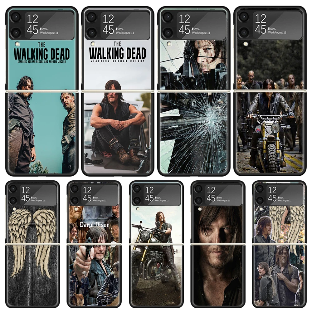 Funda de teléfono The Walking Dead Daryl Dixon para Samsung Galaxy Z Flip3 Flip4 Flip5 Flip6 Flip7 para Z Flip 7 6 5 4 3 5G, plegable y rígida