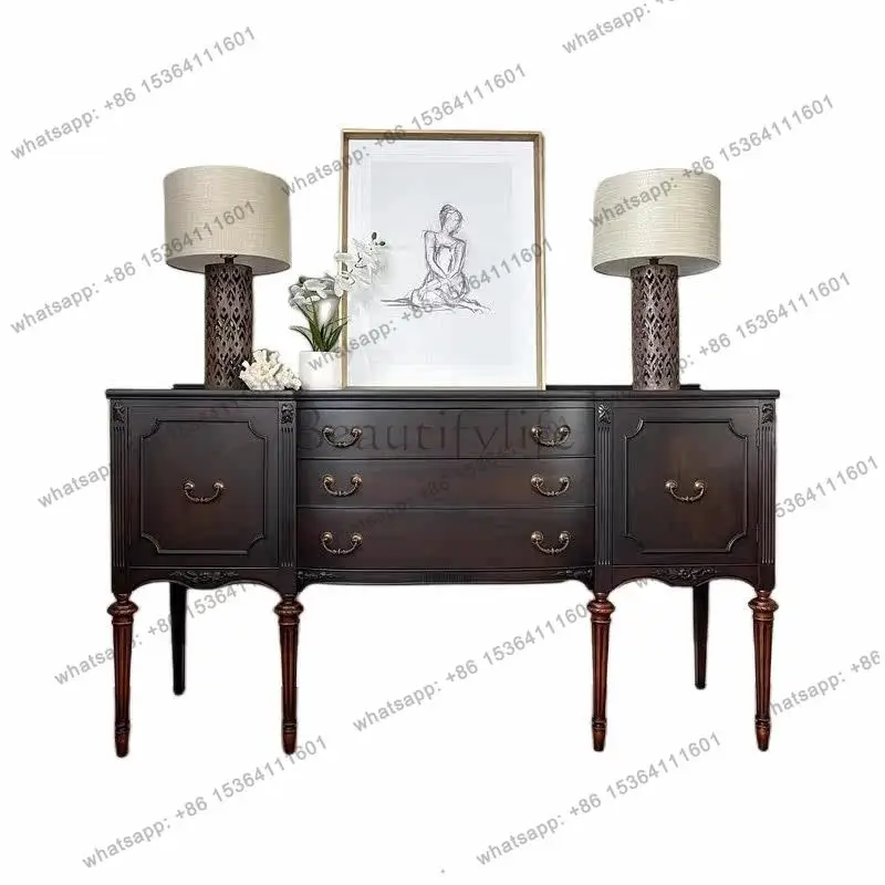 LD American solid wood porch cabinet retro light luxury multi-drawer dining side cabinet customization