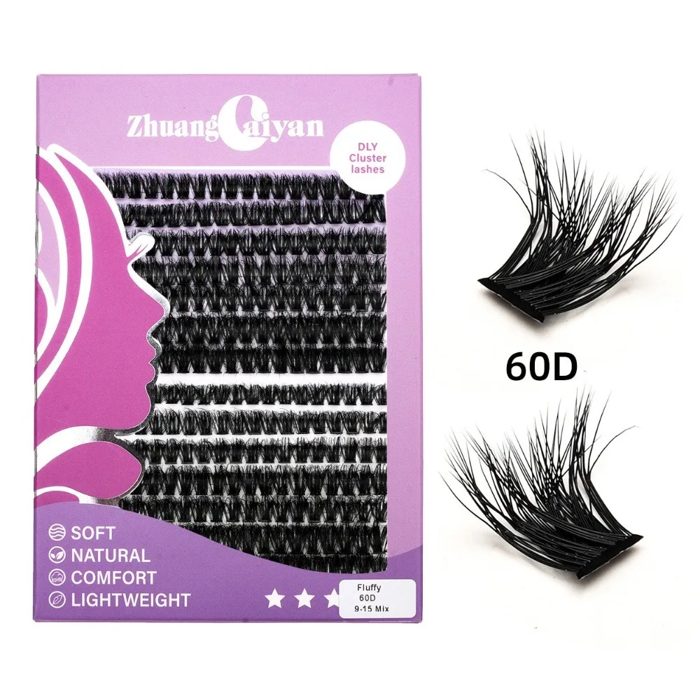 

30P/60P/80P/100P Individual Cluster Eyelashes D Curl Lashes Extension Fluffy False Eyelashes Dense Nature
