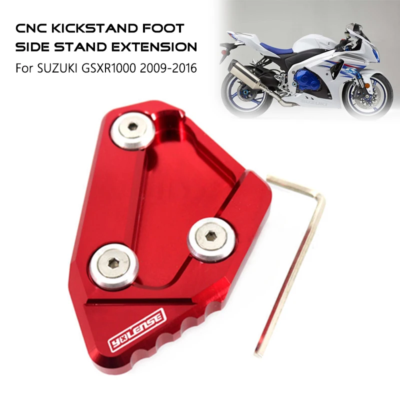 Motorcycle CNC Kickstand Foot Side Stand Extension Pad Support Plate For SUZUKI GSXR1000 GSX-R1000 GSXR 1000 2009-2016 2015 2014