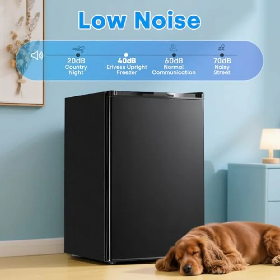 فريزر مستقيم مدمج 3.0 قدم مكعب مع تصميم باب واحد للتخزين الفعال في المساحات الصغيرة: ترموستات قابل للتعديل وقابل للإزالة