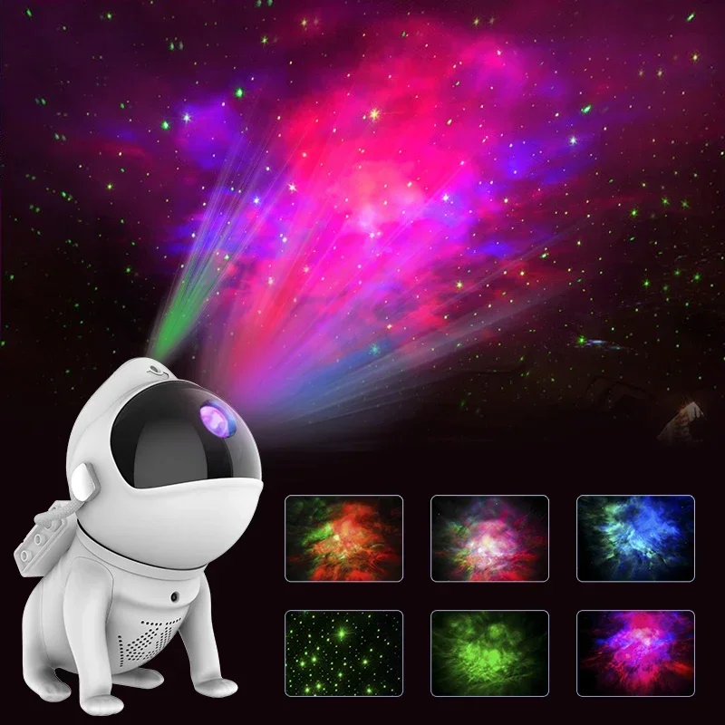 Ultima luce notturna Space Dog Projector LED Galaxy 360 ° regolabile Smart APP Control Bluetooth Music Sync Speaker decorazione della stanza