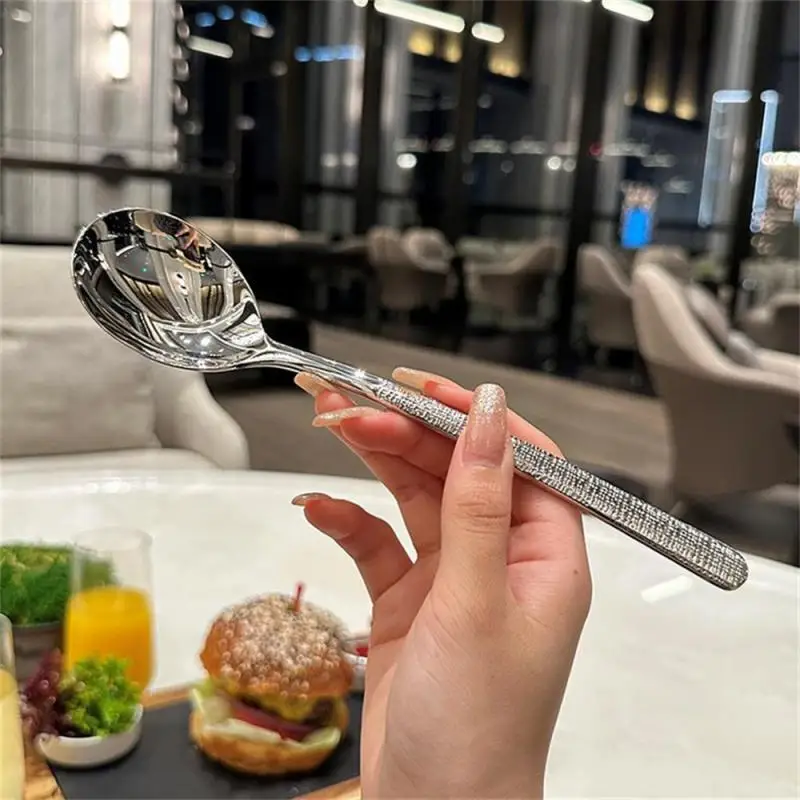 304 Stainless Steel Korean Round Long Handle Korean Jingle Home Restaurant Rice Watermelon Spoon 2024