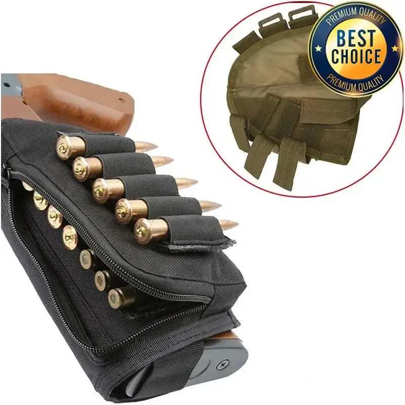 Tactical Rifle Shotgun Buttstock Cheek Rest Rifle Stock Ammo Shell Nylon Magazine Molle Pouch Holder Gun Accessories for Hunting