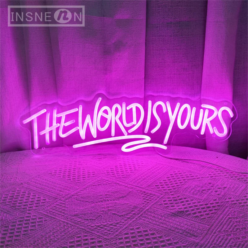 the world is yours neon led sign luzes penduradas na parede presente personalizado para quarto decoracao da sala de jogos meninos e meninas 01