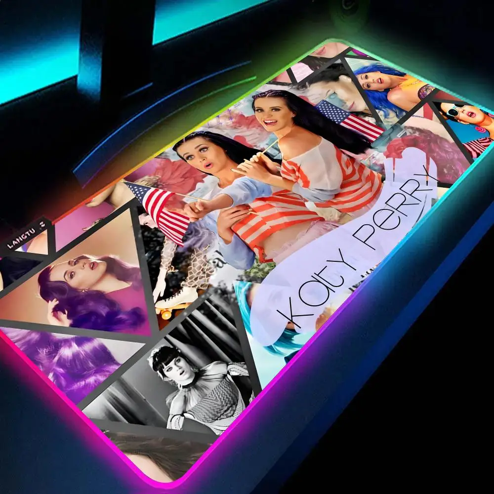 Singer K-Katy P-Perrys MAISTO Mouse Pad RGB Large Gaming Mouse Pad Non-slip Rubber Base Keyboard Pad Extra Large Luminous LED Mo