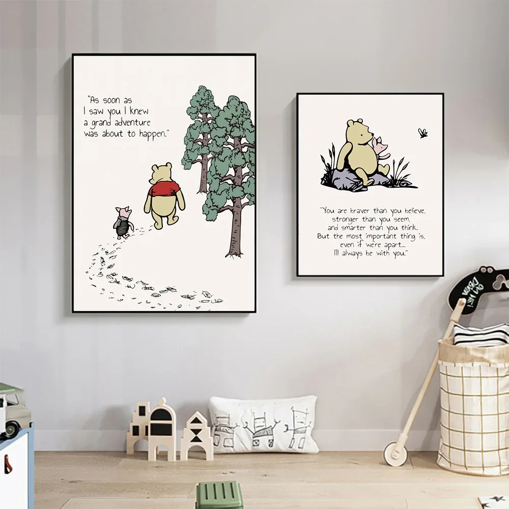 MINISO Disney kubuś puchatek puchatek Tigger minimalistyczny plakat dekoracyjny do salonu sypialni fototapeta na płótnie wydruki HD