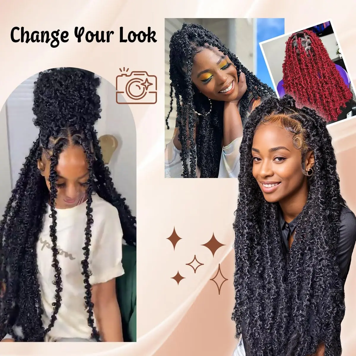14/18/22/30 inch 1/3/8 Packs Distressed Butterfly Locs Crochet Hair, Soft Big Butterfly Distressed Locs Crochet Hair Synthetic