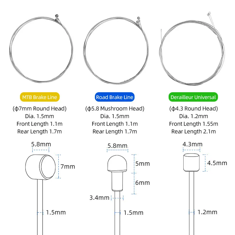 로드 바이크 스레드 풀 림 디스크 브레이크 라인, MTB 시프트 호스, 프론트 리어 와이어, 스트랩 클립, 금속 캡, 스테인레스 스틸 케이블 키트