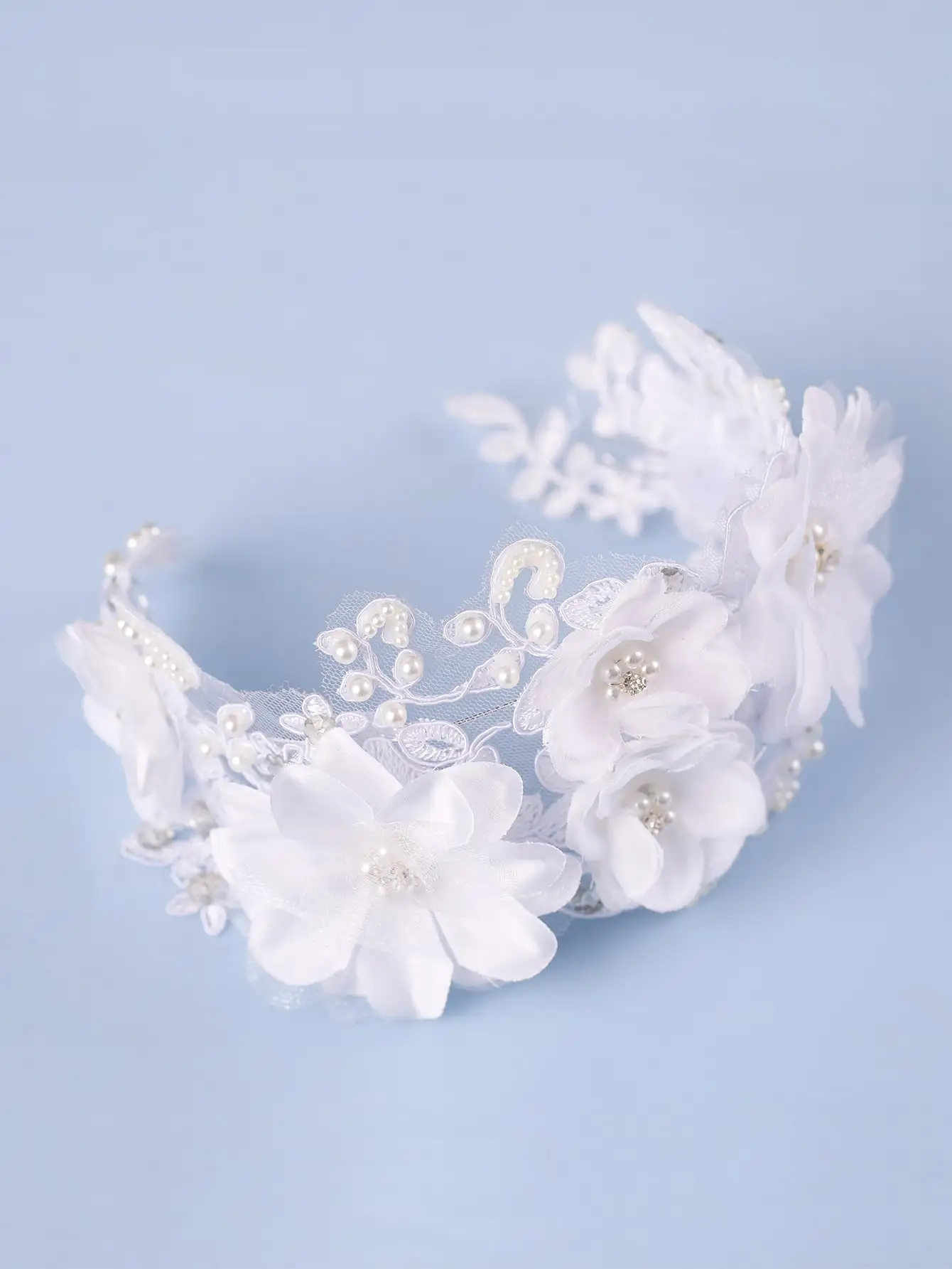 

Элегантный женский белый кружевной повязка на голову с цветком, свадебный головной убор невесты