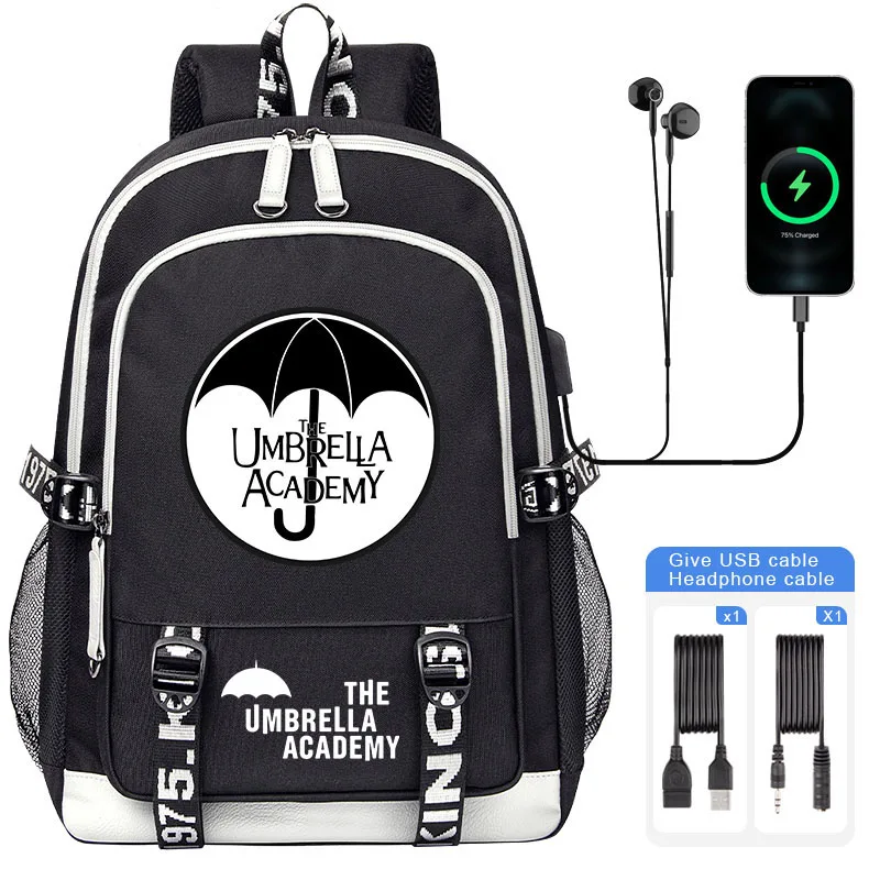 جديد أكاديمية المظلة الأطفال المدرسية الكرتون صبي فتاة الطلاب حقيبة المدرسة USB الرجال امرأة حقيبة كتف للكمبيوتر المحمول