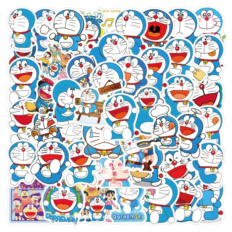 60pcs Doraemon Graffiti Sticker Suitcase Water Cup Stationery Scooter Refrigerator Notebook Waterproof Sticker