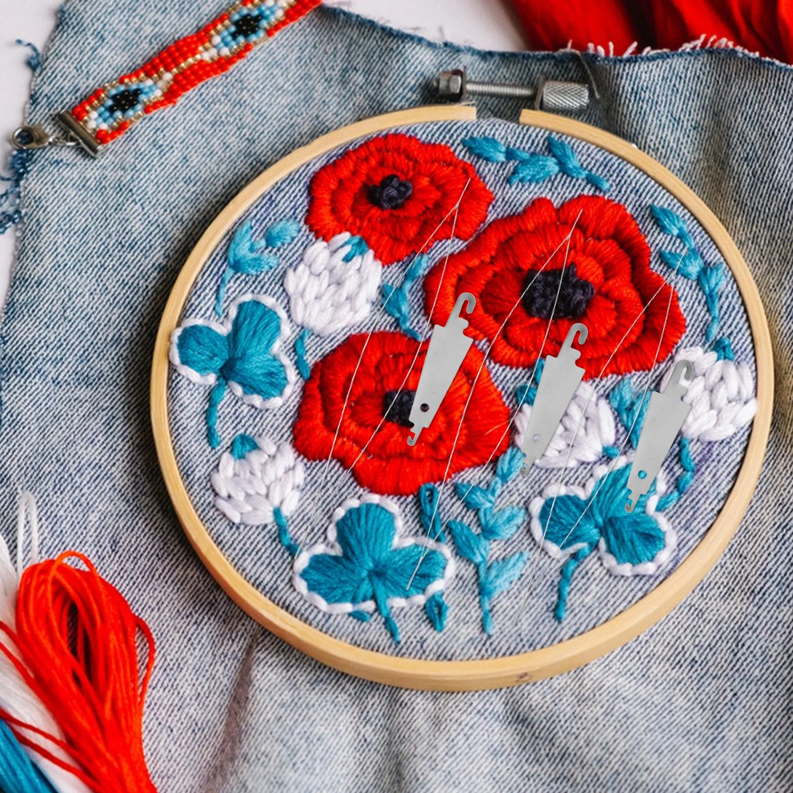 

20Pcs Stainless Steel Needle Threader for Hand Sewing Embroidery Cross Stitch Tool Silver Needle Threaders Hand Sewing