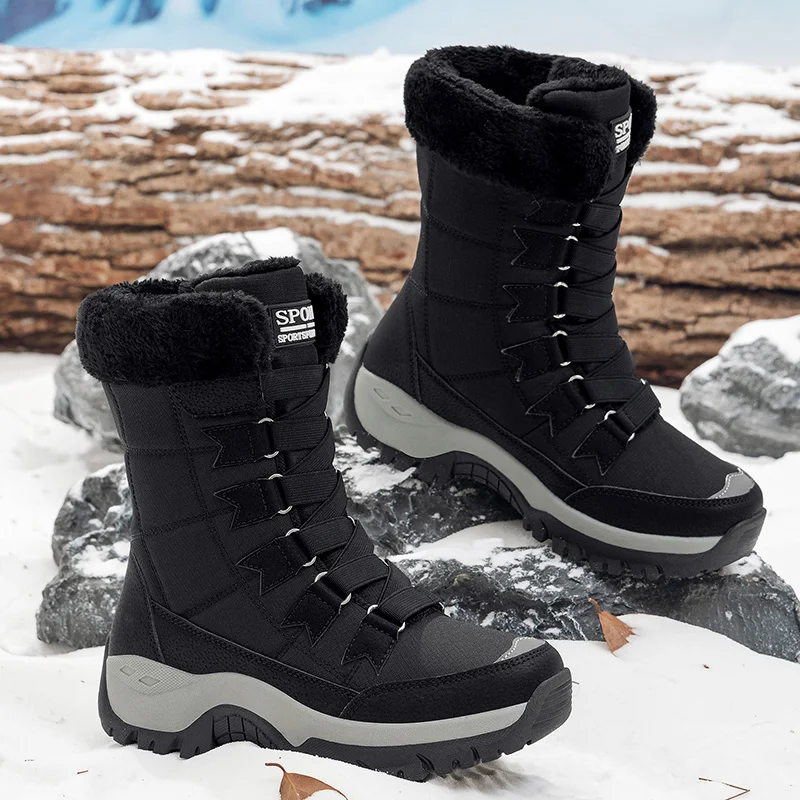 

Winter Snow Boots Women Platform Boots Waterproof Winter Outdoor Hiking Shoes Thick Fur Warm Ankle Boots Non-slip Women Sneakers